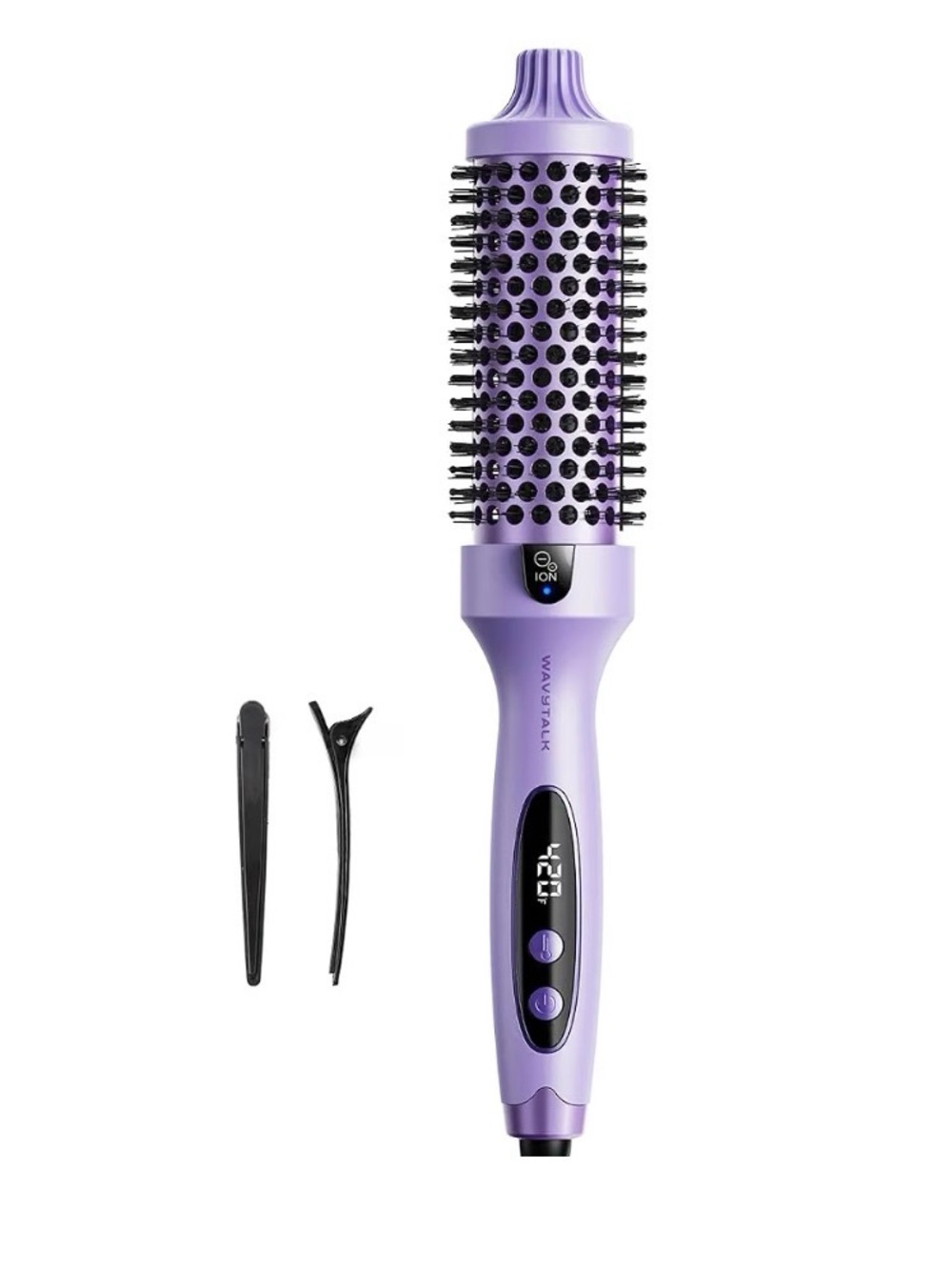 Wavytalk Lavender Ionic Hot Air Round Brush with Clips. NEW!